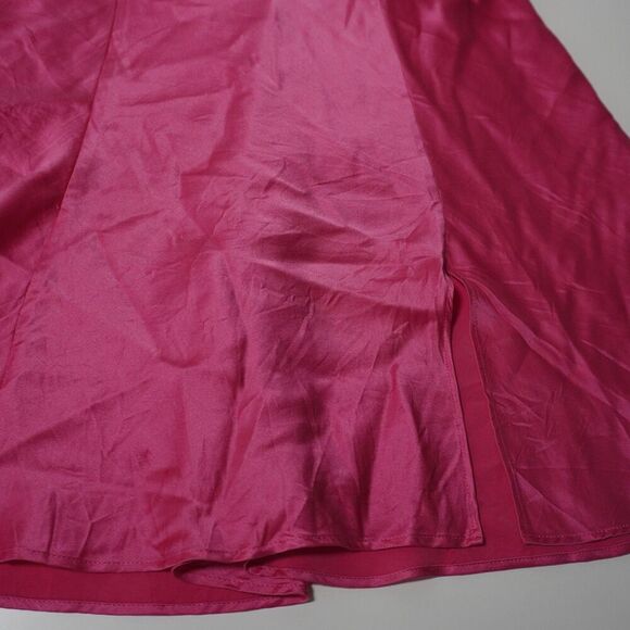 Y2K Victoria's Secret Hot Pink 100% Silk Slip Mini Dress Lingerie Chemise Slit M - Picture 5 of 7